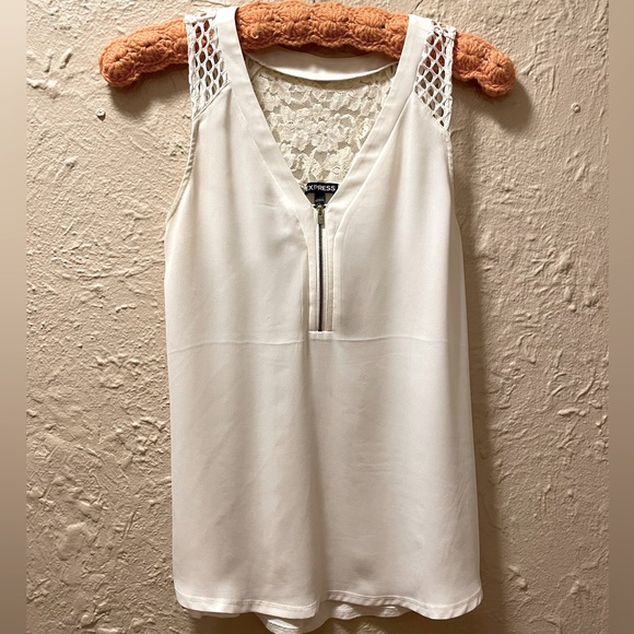 Express White & Black Chiffon Tops - Picture 1 of 6